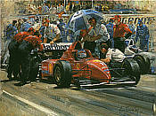 On the Grid, Michael Schumacher im Ferrari F310 Formel-1 Kunstdruck von Alan Fearnley