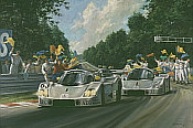 Silver Arrows, Sauber-Mercedes Le Mans Motorsport Kunstdruck von Alan Fearnley