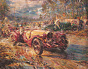 Alfa Romeo Le Mans 1933, Automobile art painting by Alfredo De la Maria