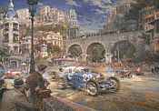 Le pur sang des Automobiles, Bugatti at Monaco Grand Prix art print by Alfredo De la Maria