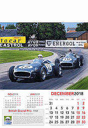 F1 Kunst Kalender Grand Prix 2018 Dezember Moss im Mercedes von Andrew Kitson