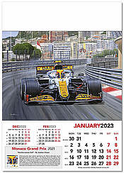 F1 Wall Calendar Grand Prix 2023 Motorsport Art - January