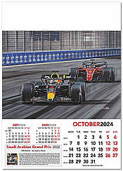 Formula One Wall Calendar Grand Prix 2024 - October