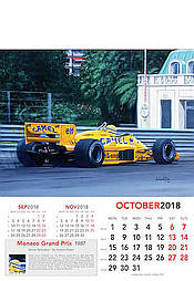 Formula-1 Grand Prix Calendar 2018 October Monaco Senna driving Lotus by Andrew Kitson