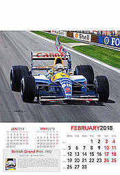 Formula-1 Art Calendar 2018 February Grand Prix Mansell Williams-Renault by Andrew Kitson