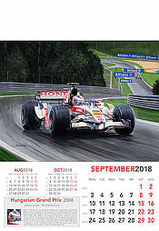 Formula-1 Art Calendar Grand Prix 2018 September Button driving Honda by Andrew Kitson