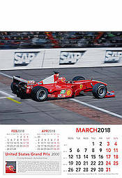 Formel-1 Kunst Kalender Grand Prix 2018 Maerz Schumacher Ferrari von Andrew Kitson