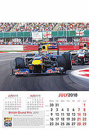 Formula-1 Motorsport Art Calendar 2018 July Webber driving Red Bull Renault by Andrew Kitson