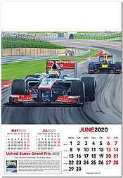 Formula-1 Wall Calendar 2020 United States Grand Prix 2012 June