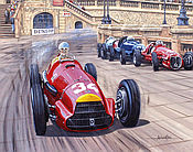 Formel 1 Wandkalender 2021 - Grand Prix von Monaco 1950 - Juan Manuel Fangio im Alfa Romeo 158 - August