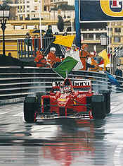 Prince of Monaco, Michael Schumacher Ferrari F1 Monaco GP Kunstdruck von Colin Carter