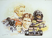 Damon Hill and Graham Hill, F1 motorsport art print by Craig Warwick
