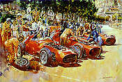 Ferrari Team, Monaco F1 motorsport art print by Craig Warwick