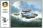 Decendants of the Red Baron, F-86 JG71 aviation art print by Heinz Krebs