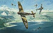 One Heck of a Deflection Shot, Spitfire Bob Hoover Luftfahrt-Kunstdruck von Heinz Krebs