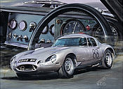 Jaguar E-Type motorsport art print by Hessel Bes