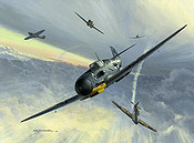 Combat over Malta, Me-109F over Malta aviation art print by Mark Postlethwaite