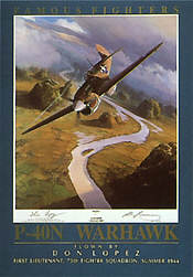 Famous Fighters P-40N Warkhawk aviation art print by Mark Postlethwaite