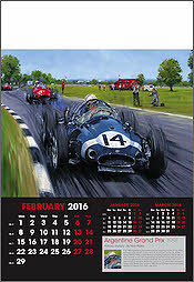 F1 Grand Prix Motorsport-Kunst Kalender 2016 Februar Stirling Moss - von Nicholas Watts
