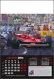 Grand Prix Formel-1 Kunst-Kalender 2016 August Villeneuve Ferrari - von Nicholas Watts