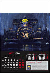 Grand Prix Formel-1 Kunst-Kalender 2016 Mai Ayrton Senna Lotus - von Nicholas Watts