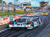 Langhecks at Le Mans 1971 - Porsche 917 LH - Motorsport Art Print by Nicholas Watts