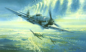 Horrido, Bf-109G-6 und Fw-190A Luftfahrt-Kunstdruck von Robert Bailey