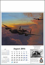 Aircraft Calendar 2016 August Avro Lancaster Aviation Art by Robert Taylor