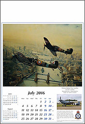 Aircraft Calendar 2016 July Spitfire Aviation Art by Robert Taylor