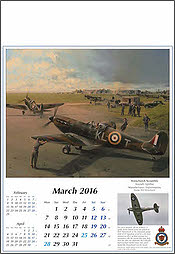 Aircraft Calendar 2016 March Spitfire Aviation Art by Robert Taylor