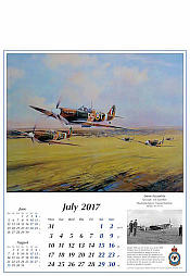 Aircraft Calendar 2017 July Spitfire Aviation Art by Robert Taylor