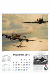 Aviation Art Calendar 2016 December Handley Page Halifax Aviation Art by Robert Taylor