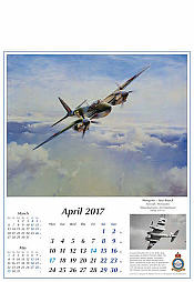 Aviation Art Calendar 2017 April de Haviland Mosquito by Robert Taylor