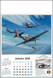 Flugzeug Kalender 2016 Januar P51D Mustang Luftfahrtkunst von Robert Taylor