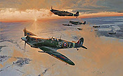 Midwinter Dawn, Supermarine Spitfire Luftfahrt-Kunstdruck von Robert Taylor