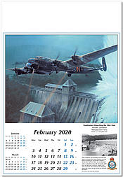 Aviation Art Calendar 2020 Reach for the Sky Dambuster Lancaster by Robert Taylor February
