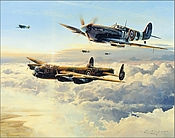 Aviation Art Calendar 2021 Avro Lancaster and Spitfire - March