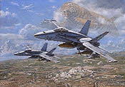 Quien Ose Paga, F-18 Hornets Ejército del Aire de España aviation art print by Ronald Wong