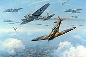 The Battle of Britain, Spitfire und Heinkel He-111 Luftfahrt-Kunstdruck von Ronald Wong