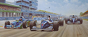 Duel in the Sun - Hill, Schumacher und Mansell F1 Motorsport Kunstdruck von Tony Smith