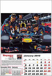 Januar Red Bull Grand Prix Kunstkalender Formel-1 2015 von Colin Carter